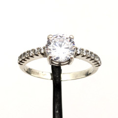 Vintage Elegant RING Silver 925 with Bright Stone -size: 8.5US (18.5mm)| UA #57
