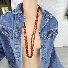 Vintage Baltic Amber Knotted Honey Cognac Beaded Necklace 75”Long Art Deco Style