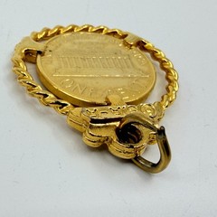 Vintage 1974 Abraham Lincoln One Cent Coin Pendant Gold Tone Twisted Rope Bezel