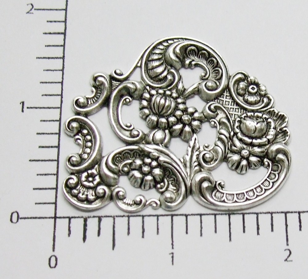 12874 Matte Silver Oxidized Victorian Ornament Jewelry Finding SALE