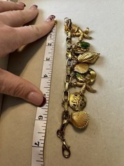 Vintage Gold Tone Nautical Charm Bracelet Sea Life Fish Shell Seahorse Starfish