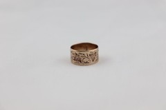 Victorian 10K rose gold BAND ring Wide Leaf Leaves Flowers Vines 3.1 g sz 7