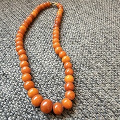 Antique Baltic Amber Necklace Egg Yolk Butterscotch Graduated Beads 10g Pre-1920