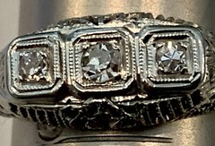 Vintage 14k Solid White Gold Diamond Ring Diamonds Antique Estate