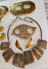 Vintage signed Shirlry Hand Wrought Brass Copper Buckle Brooch more Jewelry Lot
