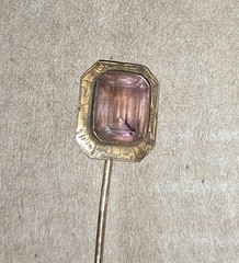 Antique Hat Pin Stick Pin 10k Gold Purple Gemstone ( Amethyst ? )