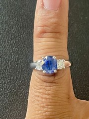 Gorgeous Platinum 1.65CT Sapphire And 0.66CTW Diamond Ring. Size 6 (FL429