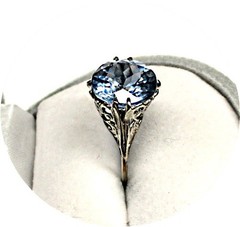 MONTANA SAPPHIRE Ring – Sky Blue – Art Deco Vintage 14k White Gold Mtg.