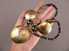 Vintage Necklace Big Ethnic Mixed Metals, wood beads, brass, copper, silver