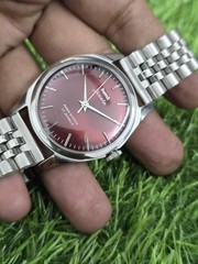 Vintage HMT Janata Red Dial 17 Jewels Mechanical hand Winding Transparent Back