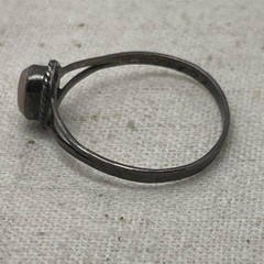 Taxco 925 Sterling Silver Pink Stone Oval Cabochon Ring Size 6.5 Mexico Vintage