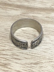 b45. jJj 925 Sterling Vintage LIBRA Zodiac Open Band Ring Adjustable, 3.5g