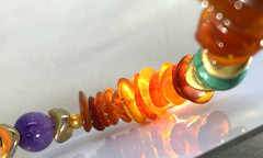 Genuine Natural Amber Stones Cognac Honey Color Beaded Necklace W/Other Stones