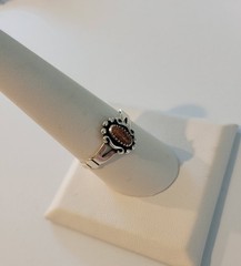 Vintage Sterling Silver Ring sz 10 Wheeler Mfg Southwestern Style Orange Sparkle