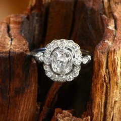Art Deco Style Cushion Cut Lab Created Diamond Engagement Ring 14K White Gold FN
