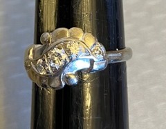 estate 14K White Gold Diamond Ring 50s MCM Swirl Natural 5-Stone .25ct size 7.5