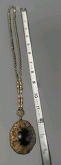 Vintage West Germany Ornate Flower Rhinestone Filigree Necklace Purple Amethyst