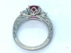 Sterling Silver Shiny Bright CZ Cubic Zirconia Lab Ruby Cocktail Ring Size 8
