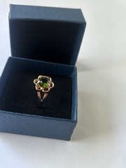 Vintage Green Cubic Zirconia Ring Gold Plated Womens Size 8