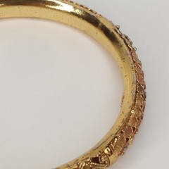 Vintage Face Clad Gold Bangle Ornate Filigree Bracelet Boho Chic Marked F.C.