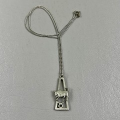 Vintage Cathedral Pewter Taurus Astrology Pendant Necklace Horoscope Bull