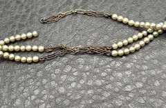 VTG Chinese Export Faux Pearl Peking Glass Donut Necklace Gold Fill Clasp READ