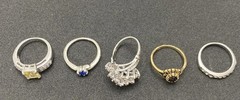 ✨Lot Of 5 Vintage To Now Beautiful Gemstone Estate Rings, All Size 7.5✨