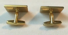 Art Deco Modern Gold Tone Blue Stones Cufflinks Unisex 15mm x 25mm