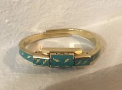 Vtg MCM Caron Women’s Swiss Bracelet Watch 20 Microns Gold w/Turquoise Enamel***
