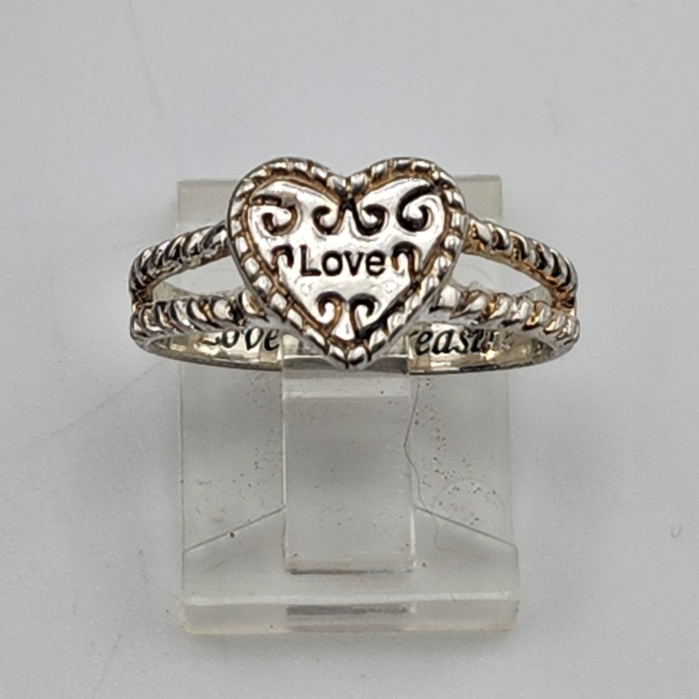 Vintage Sterling Silver 925 Heart Ring Size 8.25 “Love Is A Treasure”