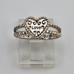 Vintage Sterling Silver 925 Heart Ring Size 8.25 “Love Is A Treasure”