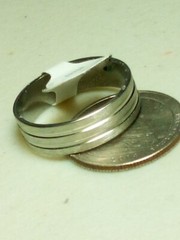 Vintage Stainless Steel Mens Ring Art Deco Line Color In Photo Size 12.5 B35