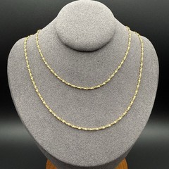 Vintage Gold Tone Twisted Singapore Chain Necklace Minimal Classic Diamond Cut