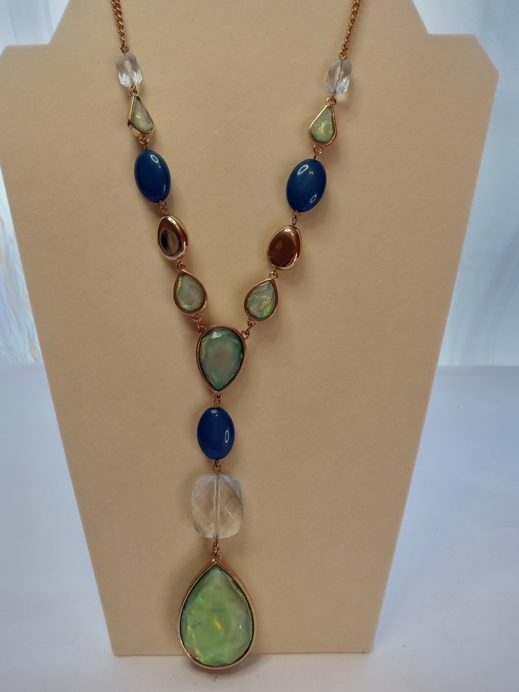 Vintage Gold Tone Blue green Faux Lucite 1,87 oz