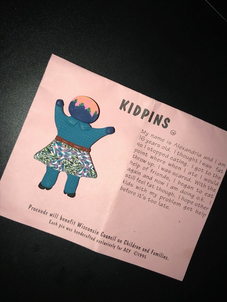 Estate Turquoise w Tie Dye Skirt Polymer Clay KIDPINS Girl Child Charity Pin Bro