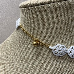 Vintage Trifari White Enamel Choker Necklace Swirl Link Mid Century