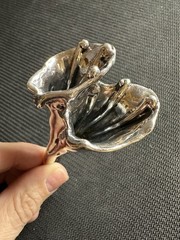 Vintage Sterling Silver 925 Electrofrm Double Calla Lily Brooch/Pin, 3.5in Long