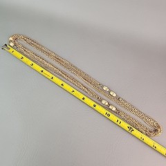 Vintage Chain Necklace Gold Tone Curb Link Triple Layer Long Endless 58″ Flapper