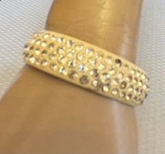1920s Antique Celluloid Rhinestone Flapper Sparkle Bangle wide 4-row SMALL 6.5″