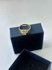 Vintage Clear Cubic Zirconia Ring Gold Plated Womens Size 7