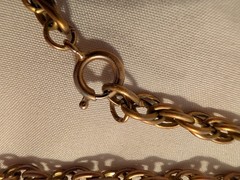 Vintage Long Gold Tone Chain, Drop Faux Pearl Pendant