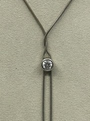 Vintage CZ Sterling Silver Signed 925 Lariat Tassel Snake Chain Crystal Necklace