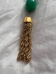 VINTAGE CROWN TRIFARI L’ORIENT ASIAN INSPIRED JADE TASSEL NECKLACE