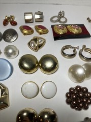 Vtg Lot of 54 Gold Tone Clip On & Screw Back Earrings Bergere Monet Trifari Etc
