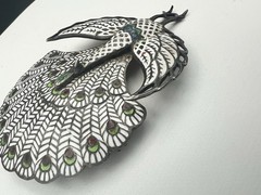 Vtg Siam Sterling Silver Peacock Brooch – Niello Enamel Thai Bird Pin – As Is –
