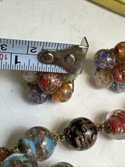 18 Inch Murano Glass Made In Italy Necklace And Clip On Earrings Signed