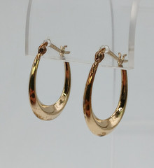 VTG 925 Oval Hoop Earrings 1in Drop Gold Vermeil on Sterling Silver 2.5g Estate