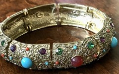 R.J. GRAZIANO STRETCH Jewels Etruscan Style BANGLE GLOBAL DESTINY ~ Nds Restrung