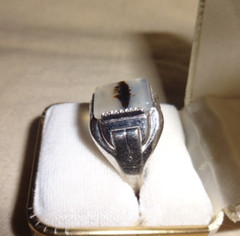 Vintage Sterling Silver Moss Agate Ring Sz 11