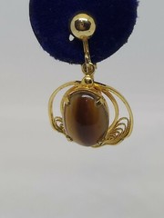 Vintage Art Deco Style Agate Filigree Clip-On Earrings 1/20 12K JJJ Signed